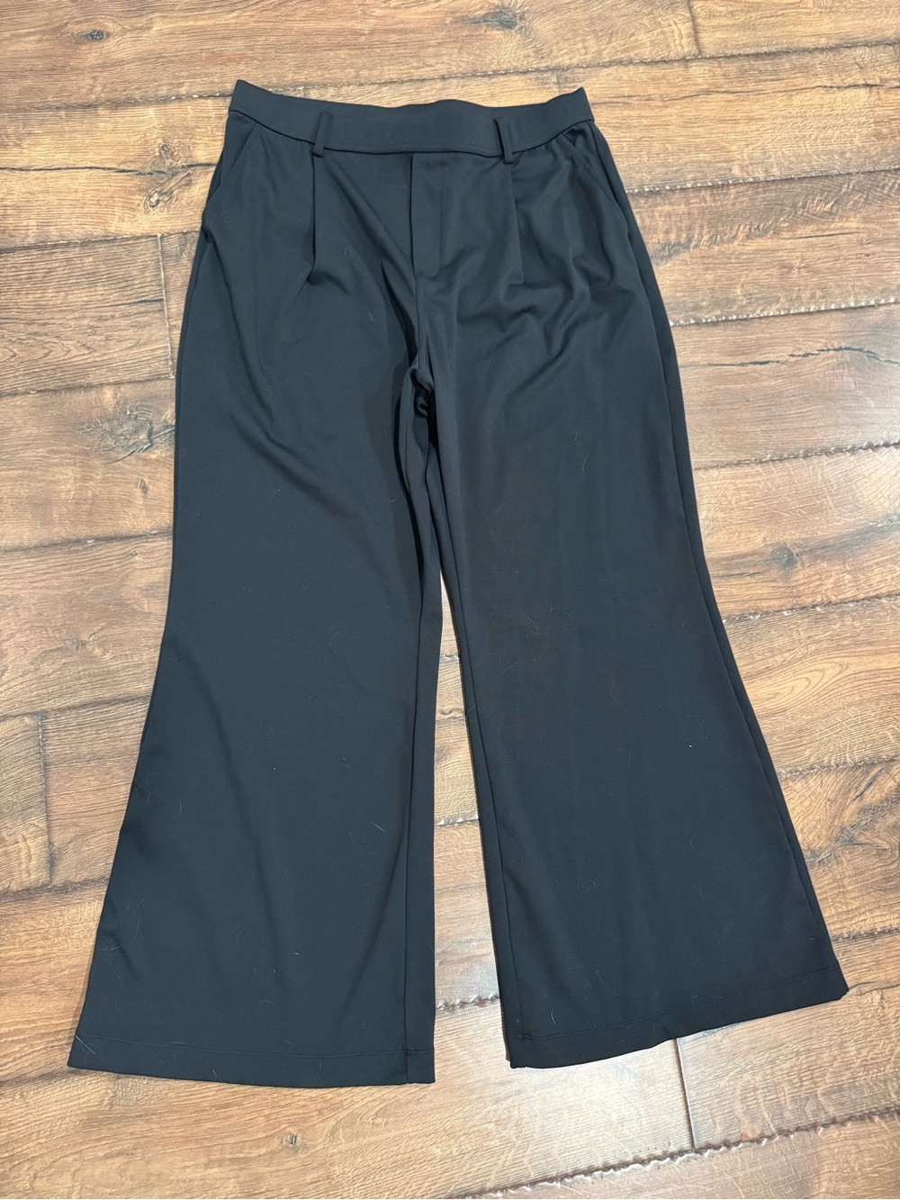 HALARA Black Wide-Leg Pleated Trousers